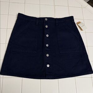 Lucky Brand Dark Blue Button-Front Mini Skirt